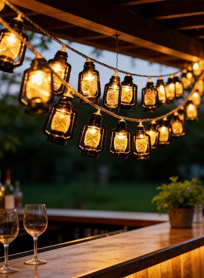 يواوليتي أضواء رمضان بطول 9.8 قدم، أضواء زينة رمضان للمنزل والحدائق الداخلية والخارجية، زينة حفلات الحديقة (20 مصباحًا صغيرًا على شكل زجاجة كيروسين) - Image 2